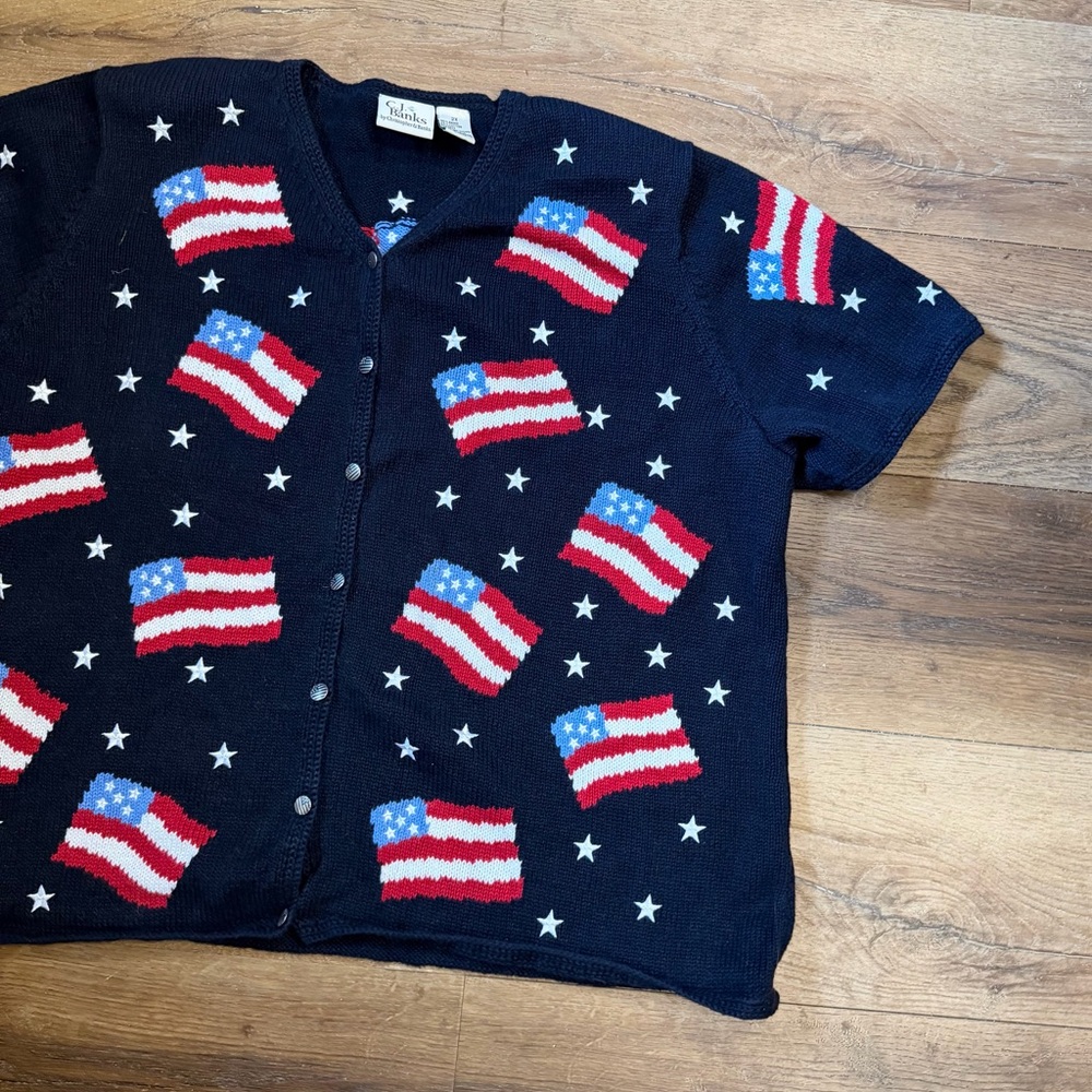 Vintage Y2K American Flag Cardigan Vintage Y2K Cardigan Fourth of July Sweater - Picture 6 of 10